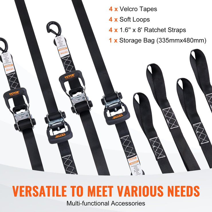 Heavy-Duty Ratchet Tie Down Straps Set
